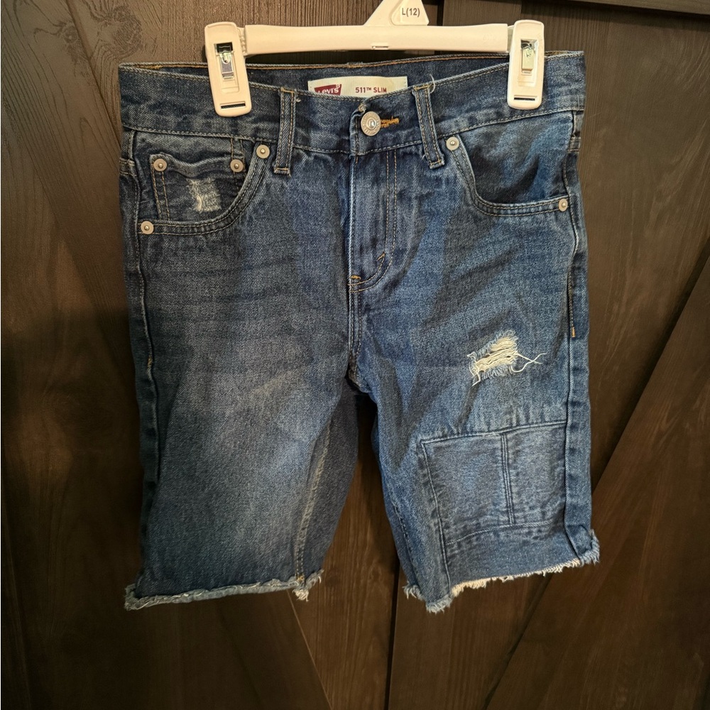 Levi's Blue Distressed Denim Shorts